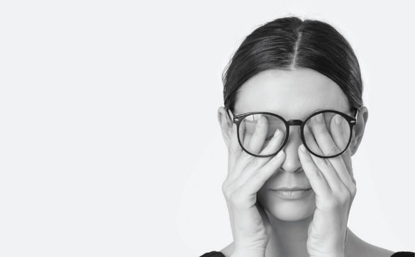 Woman suffering from digital eye strain