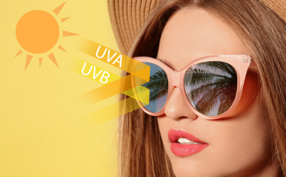 Polarised UV lenses blocking UVA and UVB light
