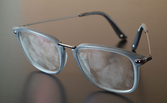Glasses with finger print marks on lenses
